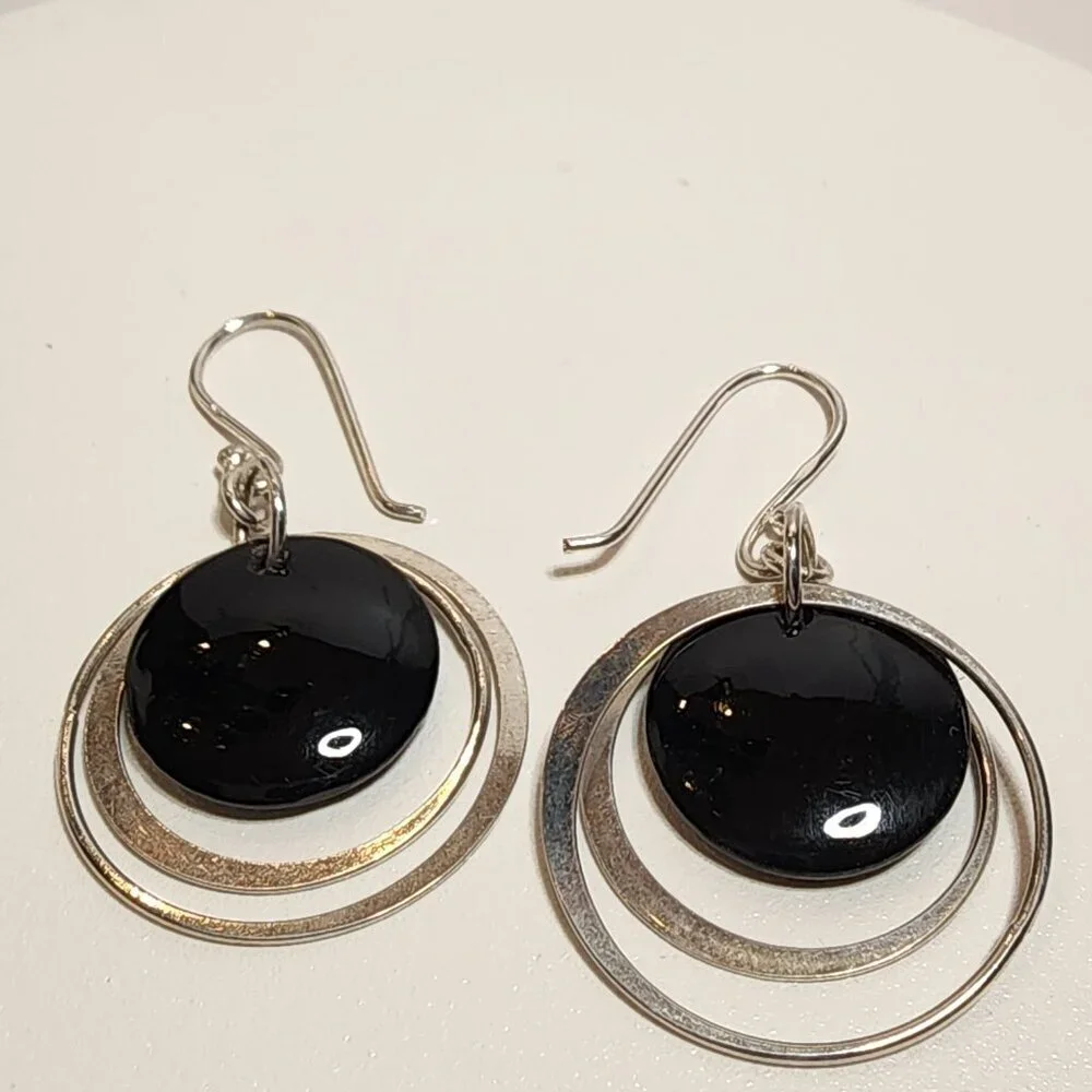 925 Dangle double Hoop Earrings